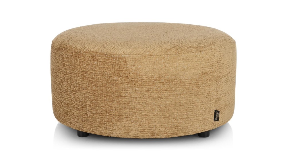 Beautiq - Chic Poef - Rond 80 Cm - Okergeel