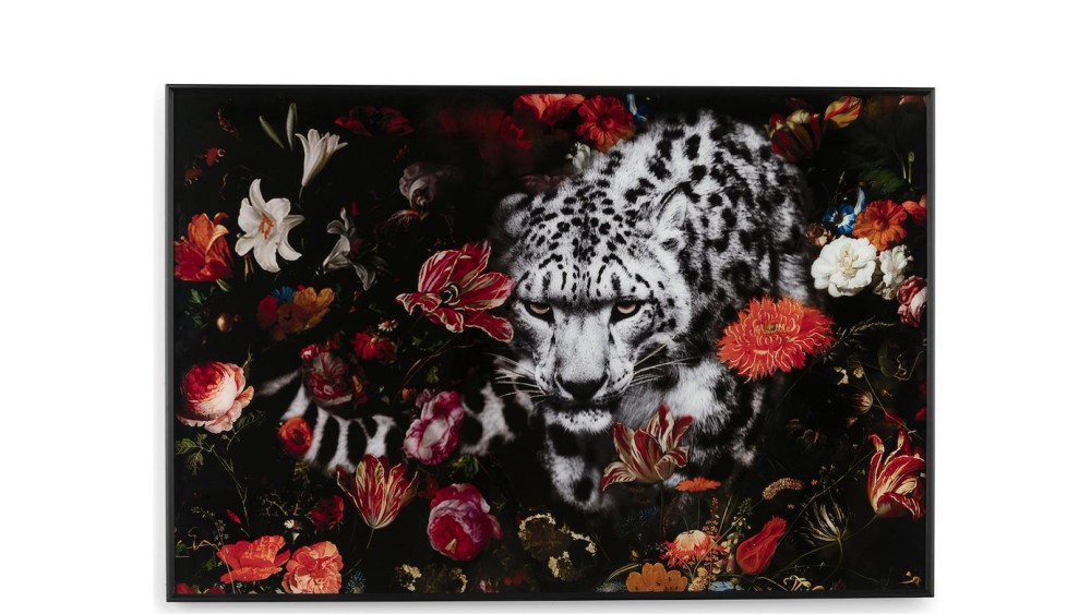 Floral Cheetah Schilderij 120X80cm