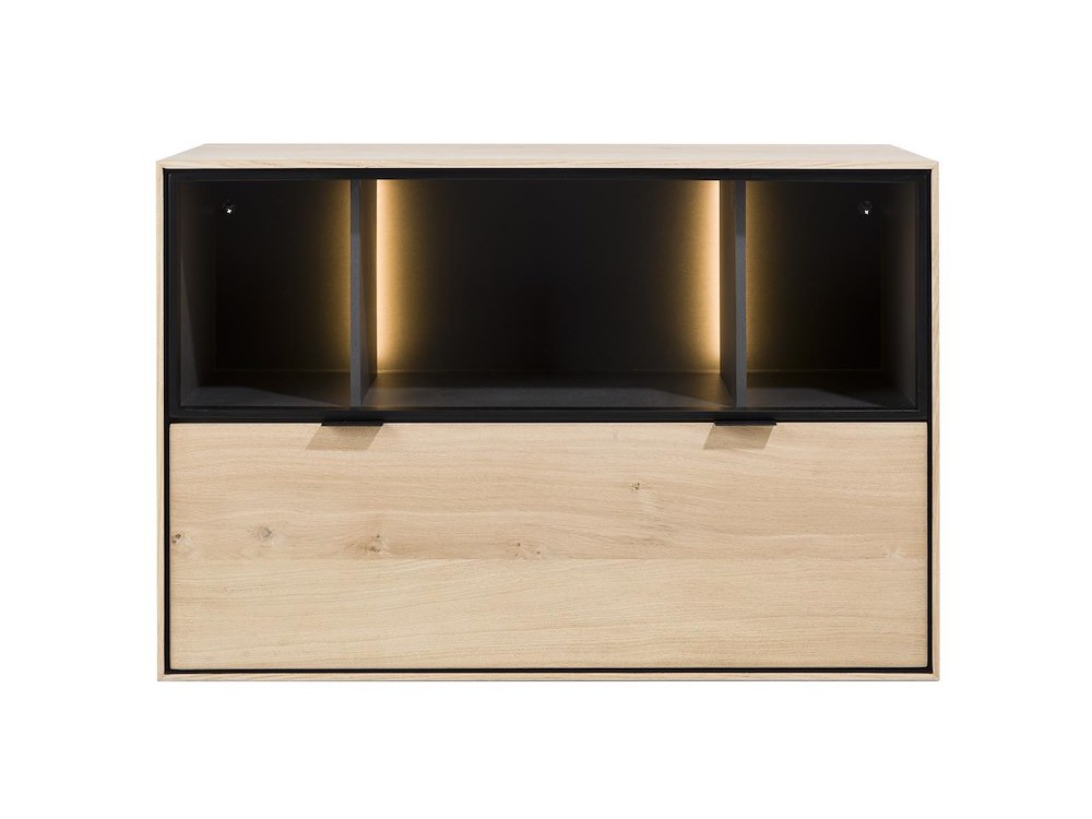 Elements, Box 60 X 90 Cm. - Hang + 1-Lade + 3-Niches + Led - Natural