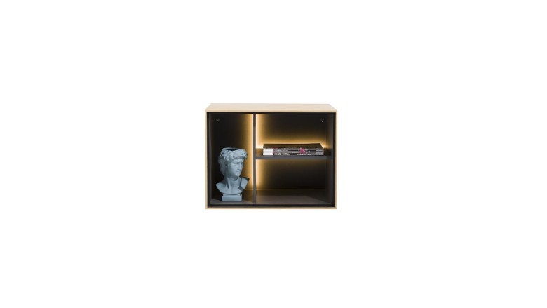 Elements, Box 45 X 60 Cm. - Hout - Hang + 3-Niches + Led - Natural