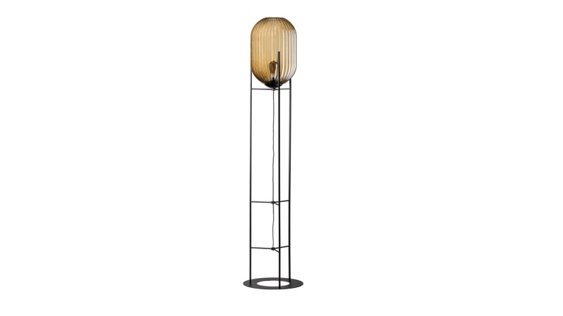 Vloerlamp Glazo zwart glas goud
