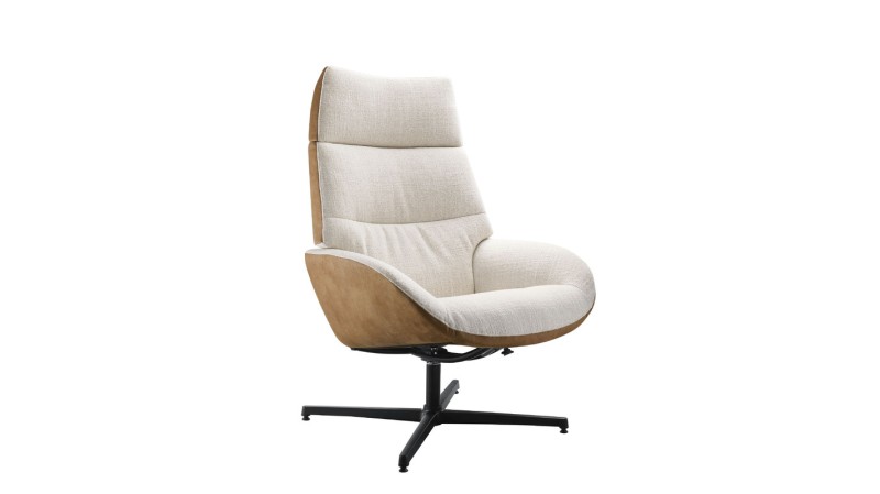 Fauteuil Erola beige bruin microleder