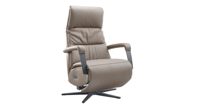 Relaxfauteuil Chanti L met sta-op bruin leer
