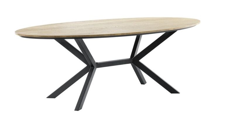 Eettafel Larente ovaal bruin/metaal 220x120cm