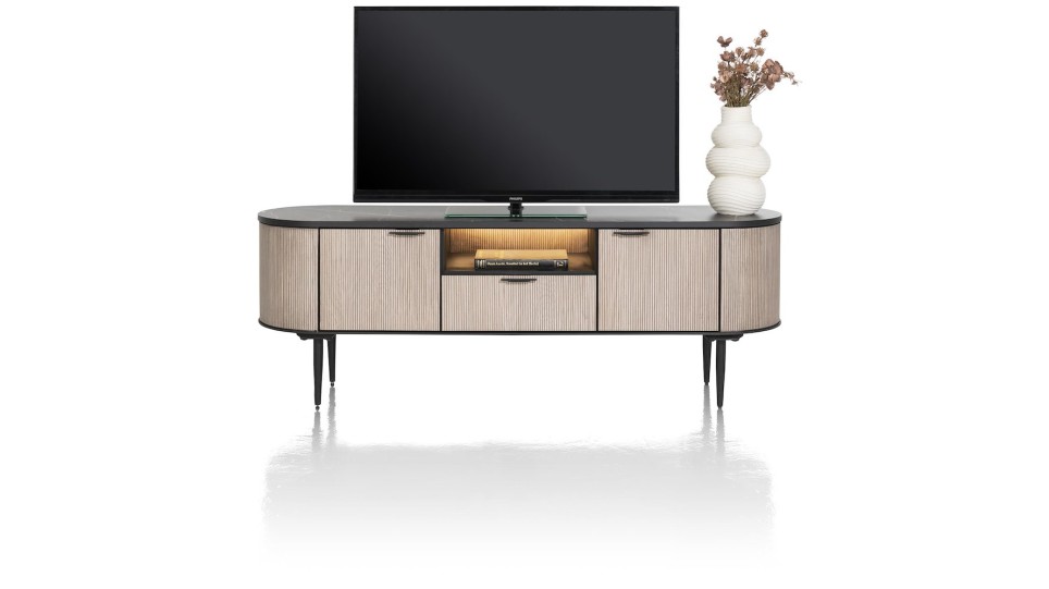 Aramon, Lowboard 170 Cm. - 2-Deuren + 1-Lade + 1-Niche (+ LED)