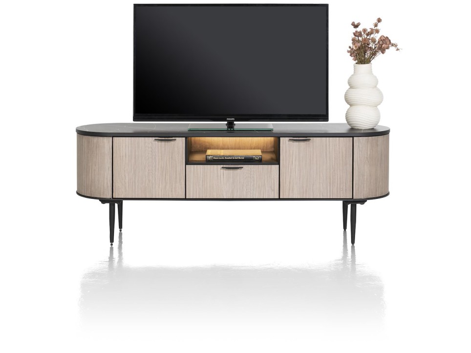 Aramon, Lowboard 170 Cm. - 2-Deuren + 1-Lade + 1-Niche (+ LED)